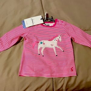 Pink and white striped unicorn long sleeved shirt